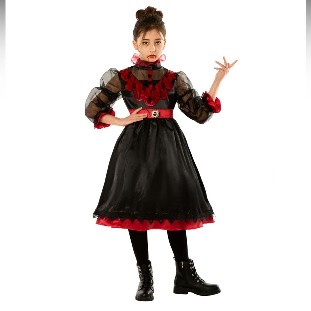 Victorian Red and Black Vampiress Halloween Costume Sz Large 10-12 (Kids) NEW!